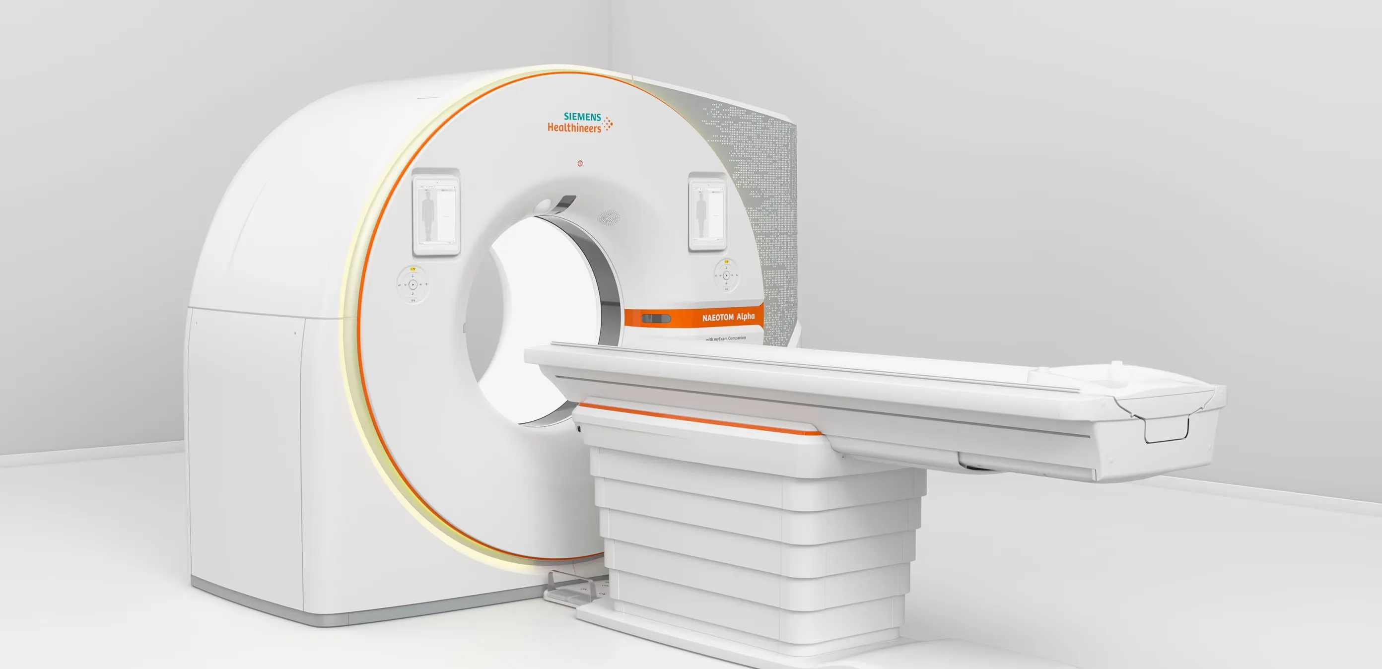 3D Rendering des Photon-Counting CT vor grauem Hintergrund
